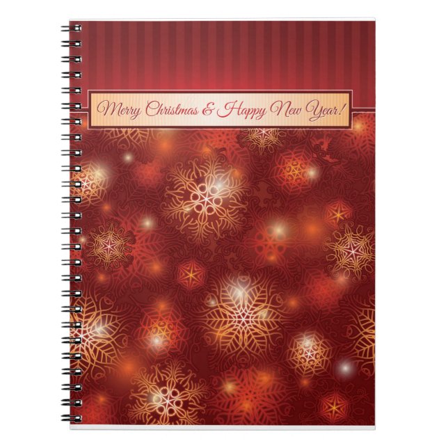 Red & Golden Christmas & Happy New Year Notebook (Front)