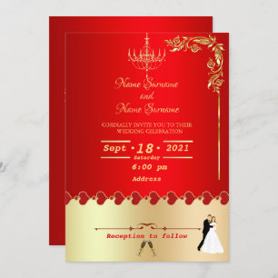 Red golden decor invitation