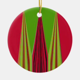 RED GOLDEN GREEN CERAMIC TREE DECORATION