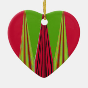 RED GOLDEN GREEN CERAMIC TREE DECORATION