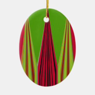 RED GOLDEN GREEN CERAMIC TREE DECORATION