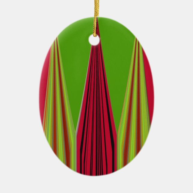 RED GOLDEN GREEN CERAMIC TREE DECORATION (Front)