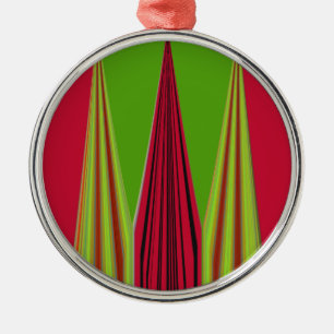 RED GOLDEN GREEN METAL TREE DECORATION