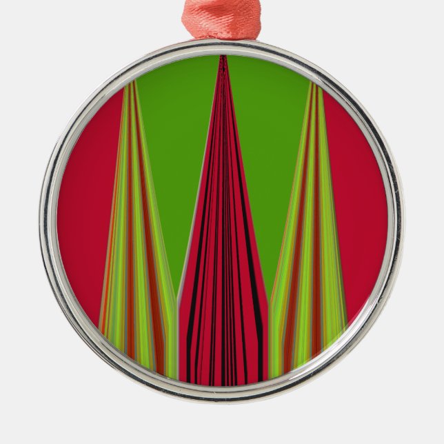 RED GOLDEN GREEN METAL TREE DECORATION (Front)