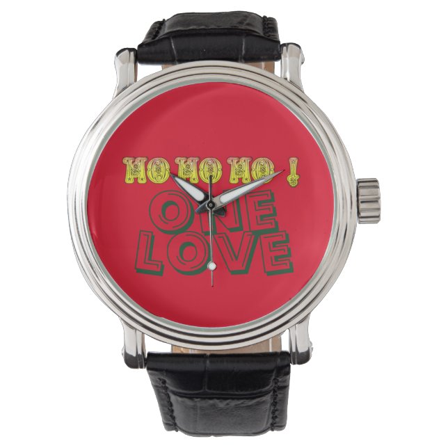 Red Golden Green One Love Merry Christmas Text Watch (Front)
