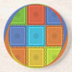 Red Golden Green square Curve Coaster