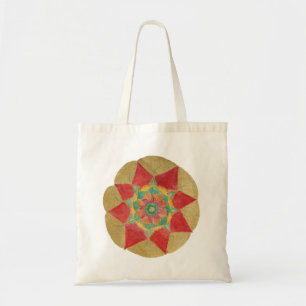 Red Golden Hand Painted Mandala Budget Tote