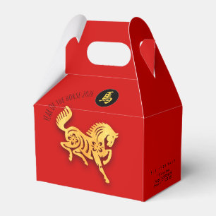 Red Golden Horse Papercut Chinese New Year 2026 FB Favour Box