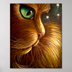 RED GOLDEN PERSIAN CAT HOLIDAY 8"X10" Poster
