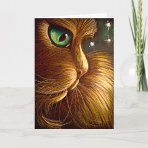 RED GOLDEN PERSIAN CAT HOLIDAY Card