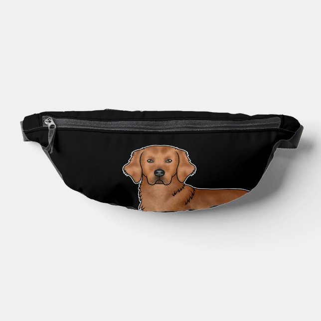 Red Golden Retriever Cartoon Dog Head Black Bum Bags (Lay Down)