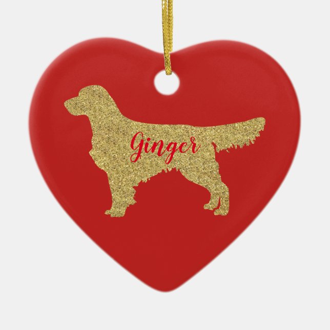 Red Golden Retriever Christmas Ornament (Front)