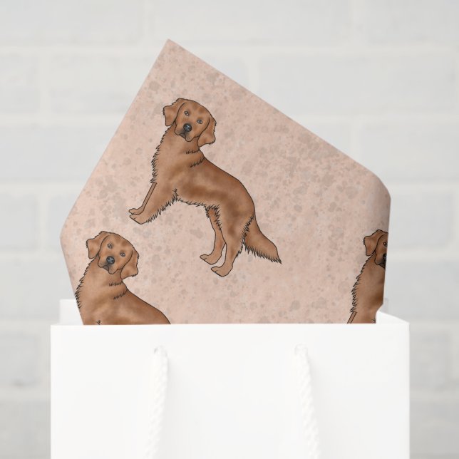 Red Golden Retriever Cute Cartoon Dog Pattern Tissue Paper (Gift Bag)