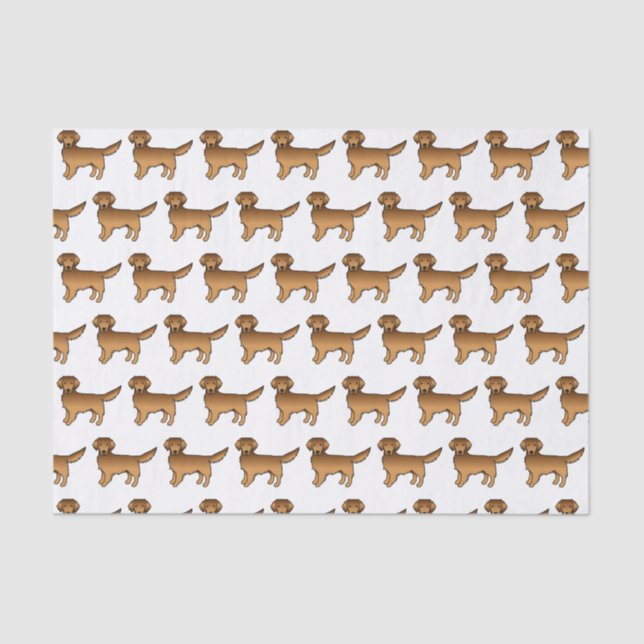 Red Golden Retriever Cute Cartoon Dog Pattern Tissue Paper (Front)