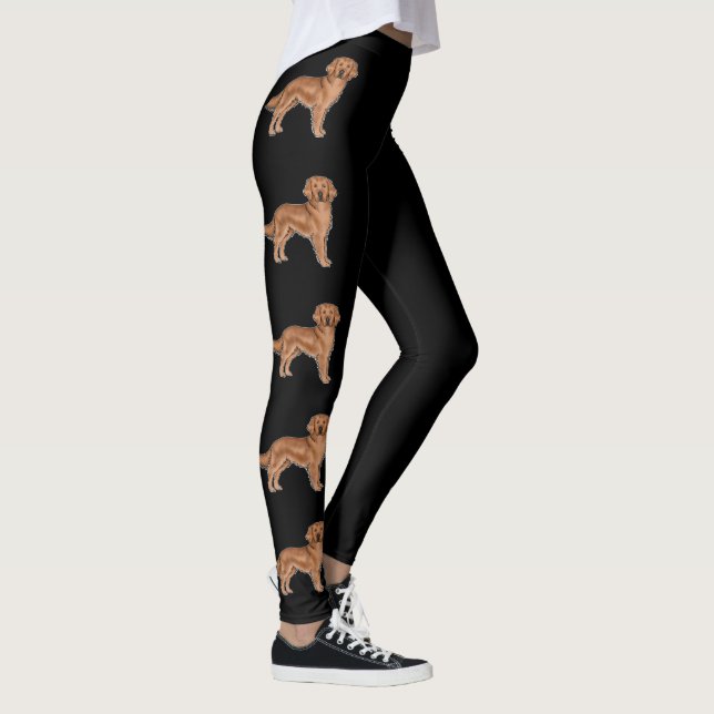 Red Golden Retriever Cute Cartoon Dogs Black Leggings (Right)
