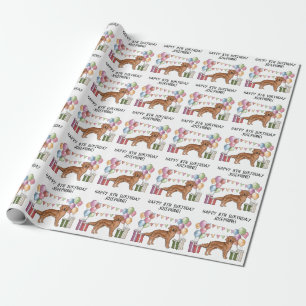 Red Golden Retriever Dog Colourful Pastel Birthday Wrapping Paper
