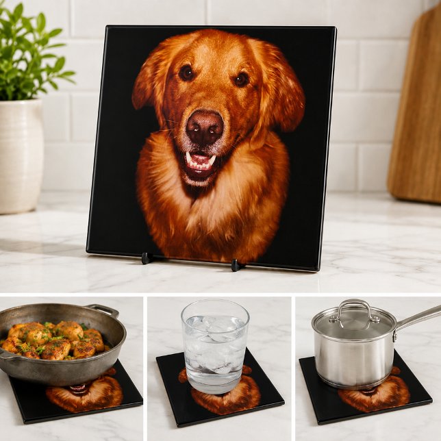 Red Golden Retriever Dog Lover Kitchen Tile (Red Golden Retriever Dog Lover Kitchen Ceramic Tile)