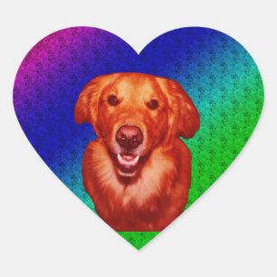 Red Golden Retriever Front Profile Heart Sticker