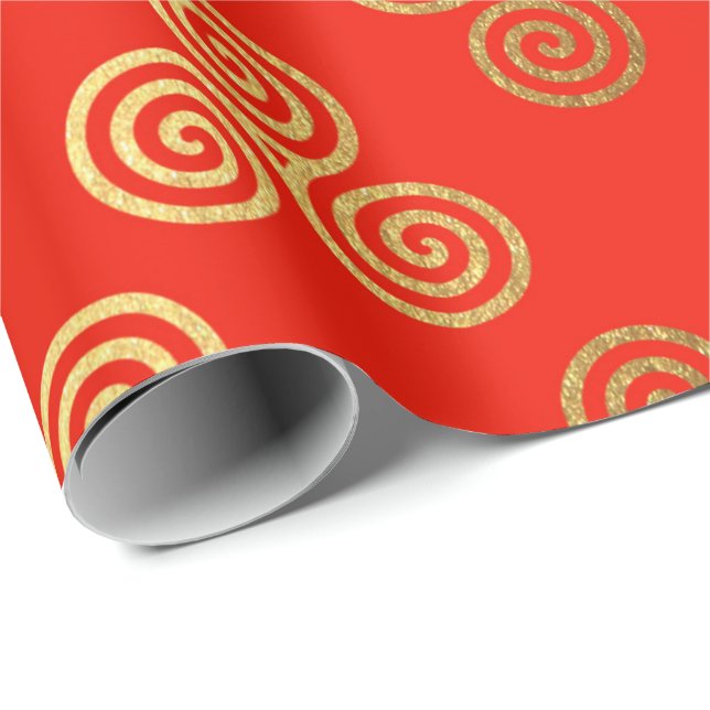 Red Golden Royal Celtic Ornament Heraldic Wrapping Paper (Roll Corner)