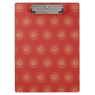Red | Golden Zinnia Flower Medallions Clipboard