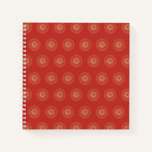 Red Golden Zinnia Flower Medallions Notebook