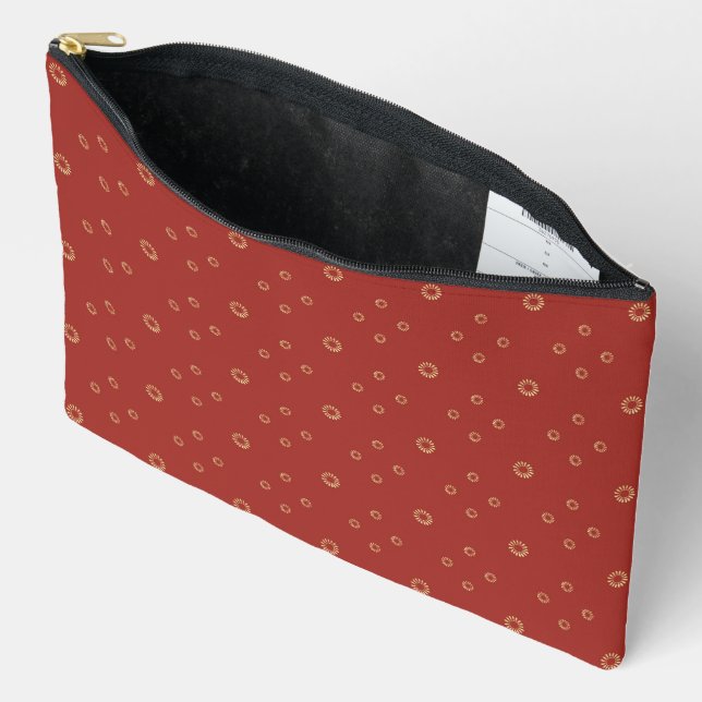 Red | Golden Zinnia Sun Accessory Pouch (Open)