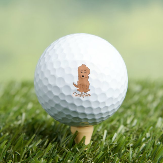 Red Goldendoodle Dog Design Golf Balls (Insitu Tee)