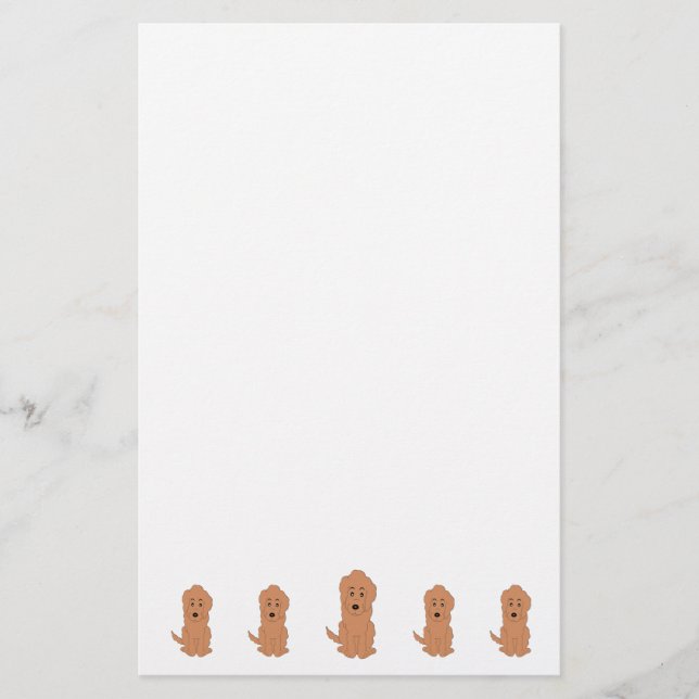 Red Goldendoodle Dog Design Stationery (Front)