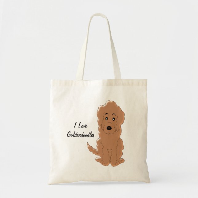 Red Goldendoodle Dog Design Tote Bag (Front)