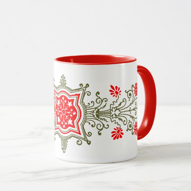 Red Golds Floral Art Art Coffee Mug (Front Right)