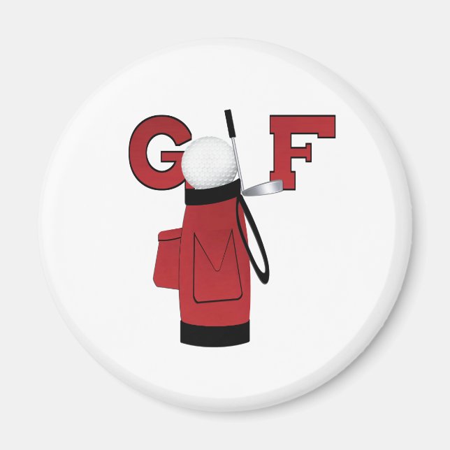 Red Golf Bag Golf Magnet (Front)