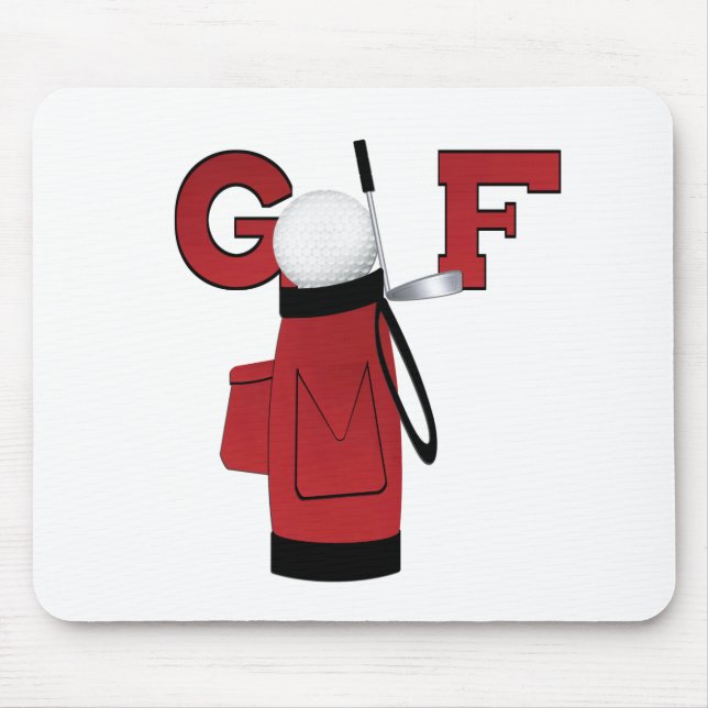 Red Golf Bag Golf Mouse Mat (Front)