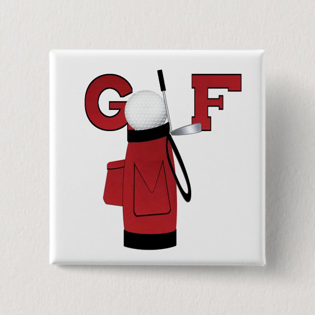 Red Golf Bag Golf T-shirts and Gifts 15 Cm Square Badge (Front)