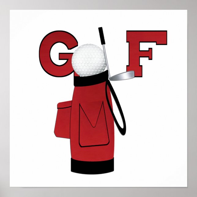 Red Golf Bag Golf T-shirts and Gifts Poster (Front)