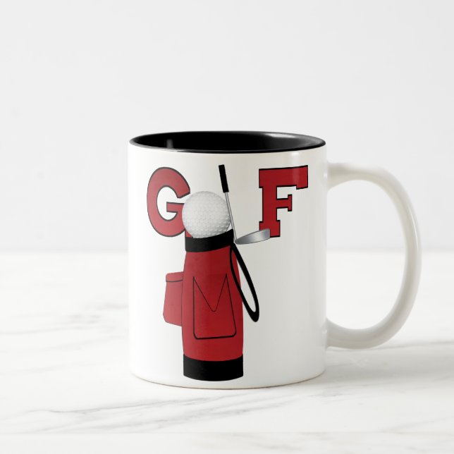 Red Golf Bag Golf Two-Tone Coffee Mug (Right)