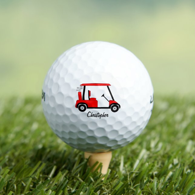 Red Golf Buggy Design Golf Balls (Insitu Tee)