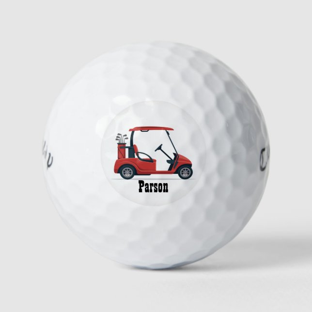 Red Golf Cart Name Callaway Distance Golf Balls (Front)