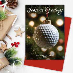 Red Golf Season's Greetings Christmas Holiday Card