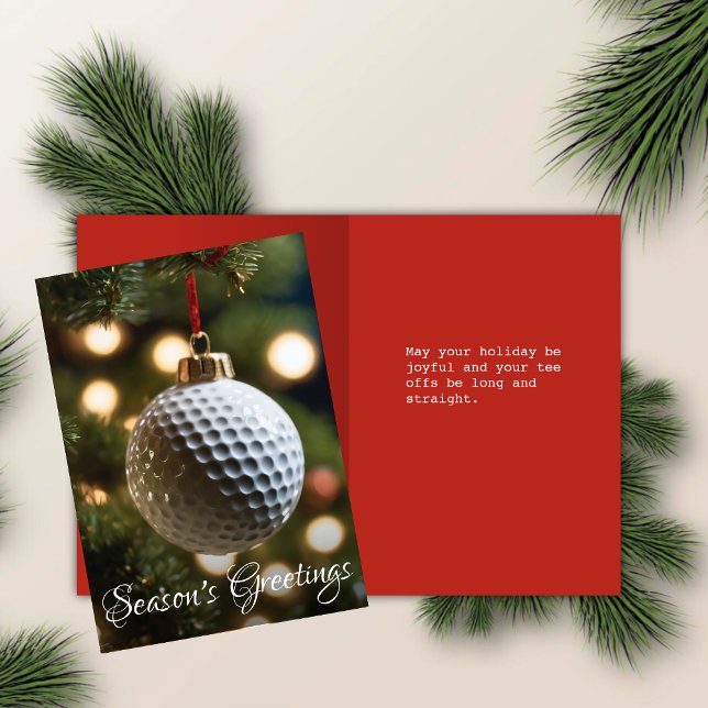 Red Golf Season's Greetings Folded Christmas Holiday Card (Creator Uploaded)