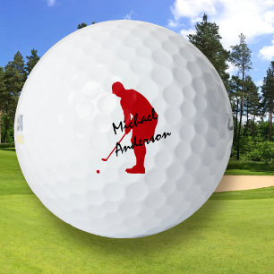 Red Golfer Putting Golf Balls