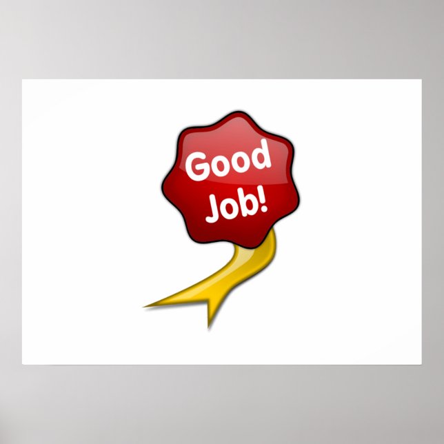 Red Good Job Ribbon Poster (Front)