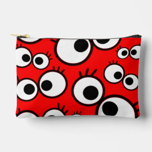 Red Googly Eyes Pop Pattern Accessory Pouch
