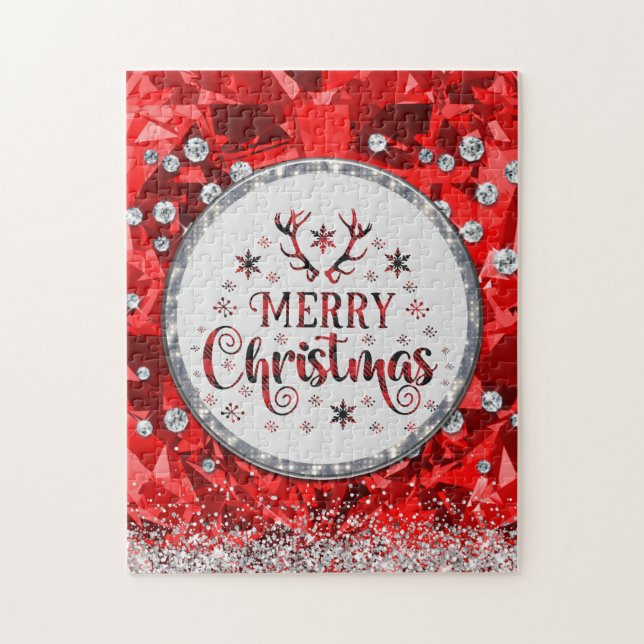  Red Gorgeous Emerald  Merry Christmas  Jigsaw Puzzle (Vertical)