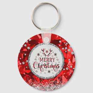 Red Gorgeous Emerald  Merry Christmas   Key Ring
