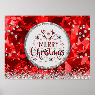 Red Gorgeous Emerald Merry Christmas Poster