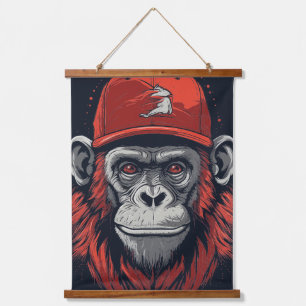 Red Gorilla Hanging Tapestry