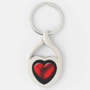 Red Goth Heart Keychain