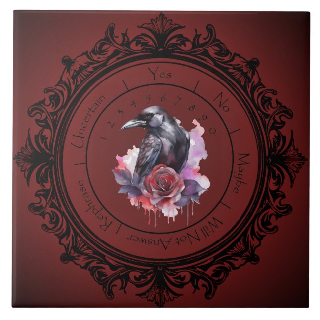 Red Gothic Crow Pendulum Tile (Front)