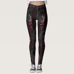 Red Gothic Girl Dark Elegance  Leggings