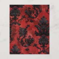 Red Gothic Grunge Floral Scrapbook Paper 
